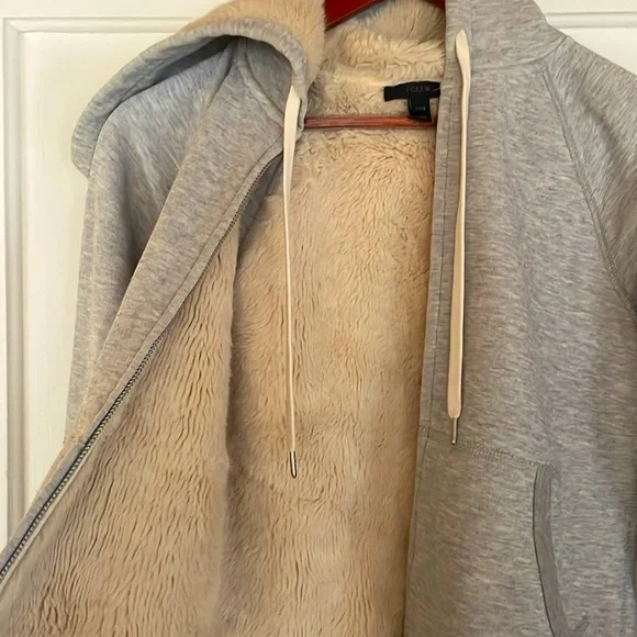 J Crew faux fur lined xxs zip up hoody - Picture 2 of 5